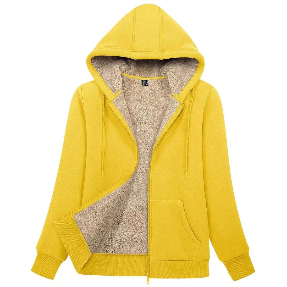 Sherpa-Lined Fleece Zip-Up Hoodie Jacket Women