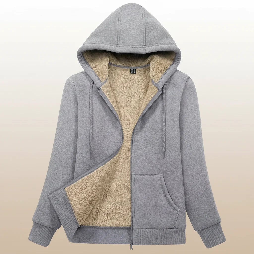 Sherpa-Lined Fleece Zip-Up Hoodie Jacket Women