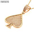 14K Gold CZ Spade Symbol Pendant