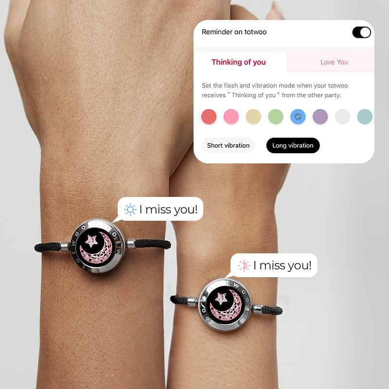 Sun & Moon Touch Bracelets with Milan Rope (Black+Black)