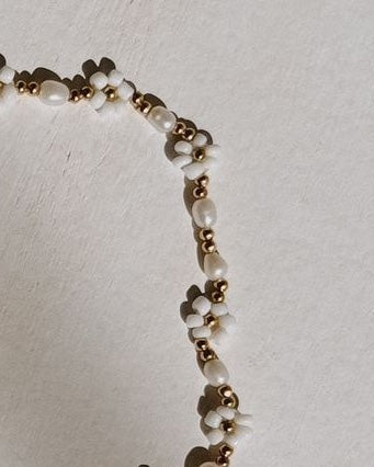 Freshwater Pearl and Flower Beaded Jewelry Set