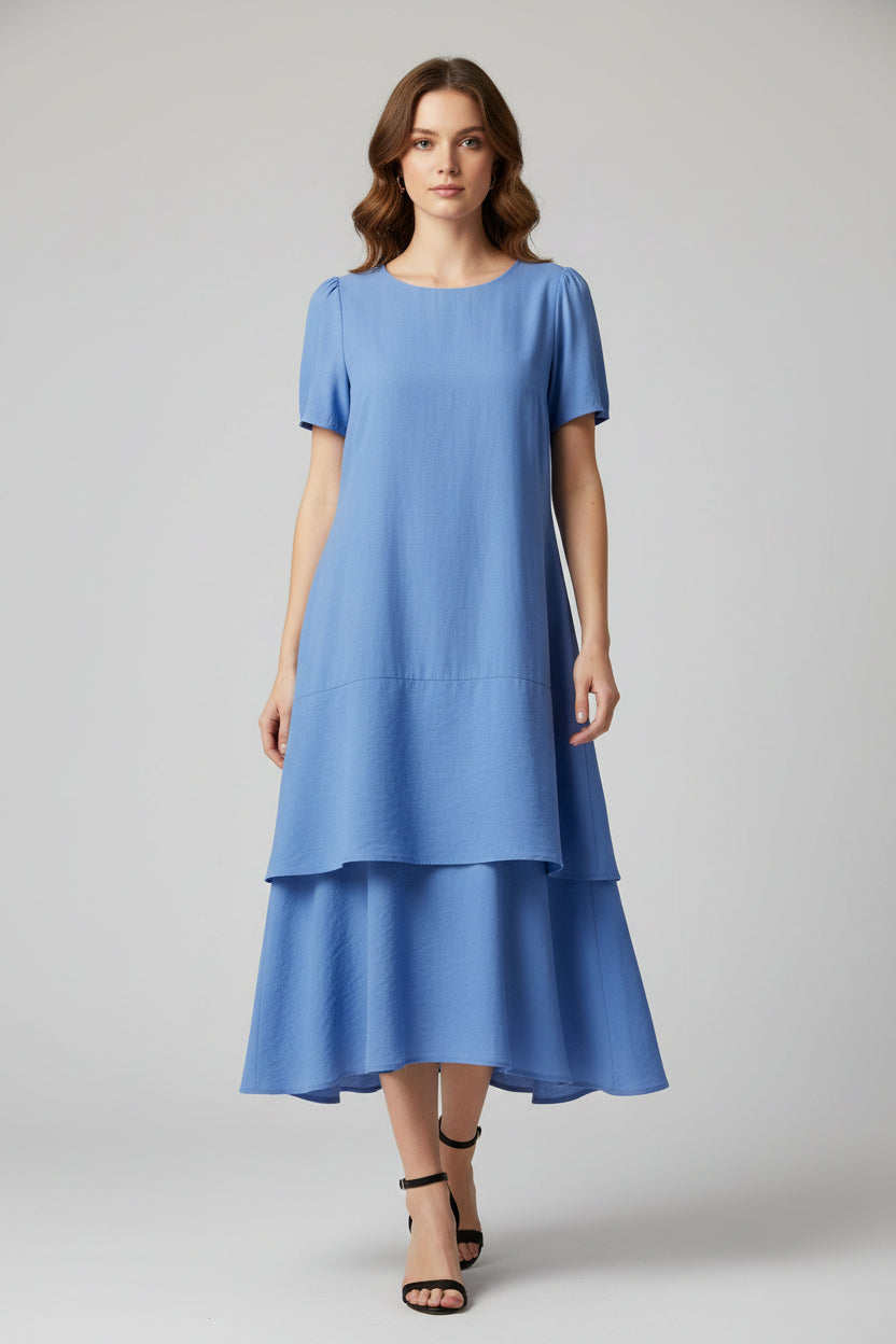 Women's Plus-Size Patchwork Maxi Dress – Relaxed Fit Casual Skirt