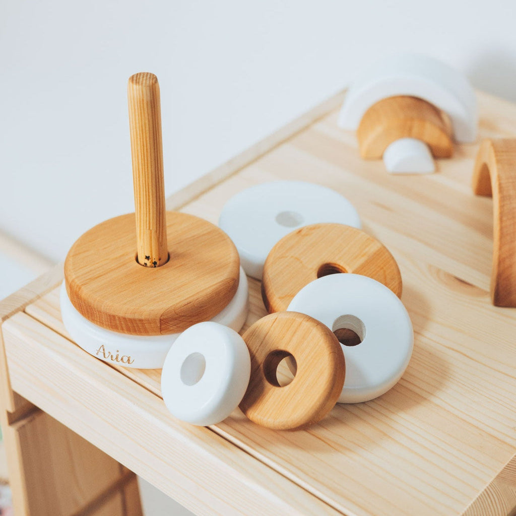 Wood & White Ring Stacker