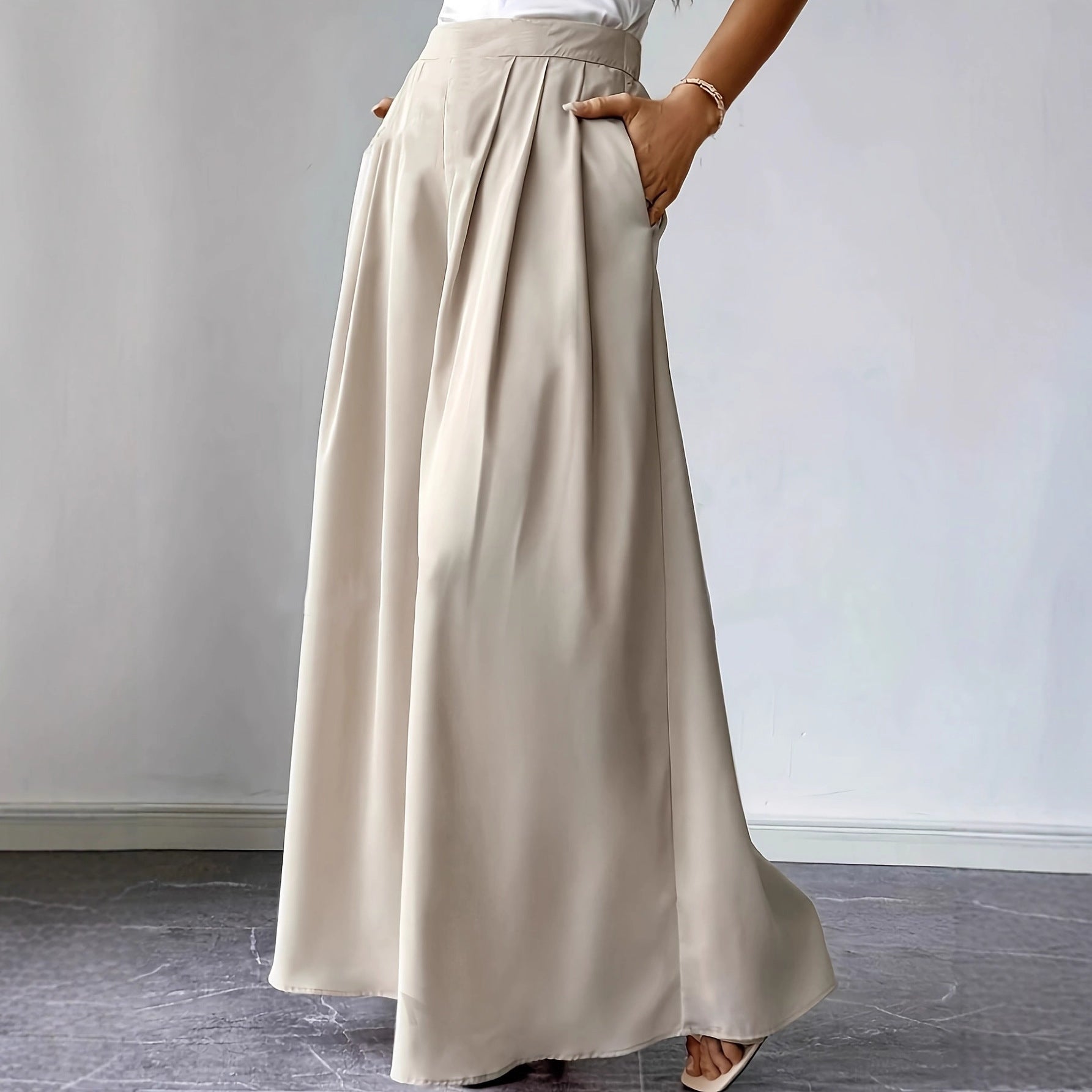 Women's High-Waist Pleated Wide-Leg Pants – Relaxed Bohemian Linen