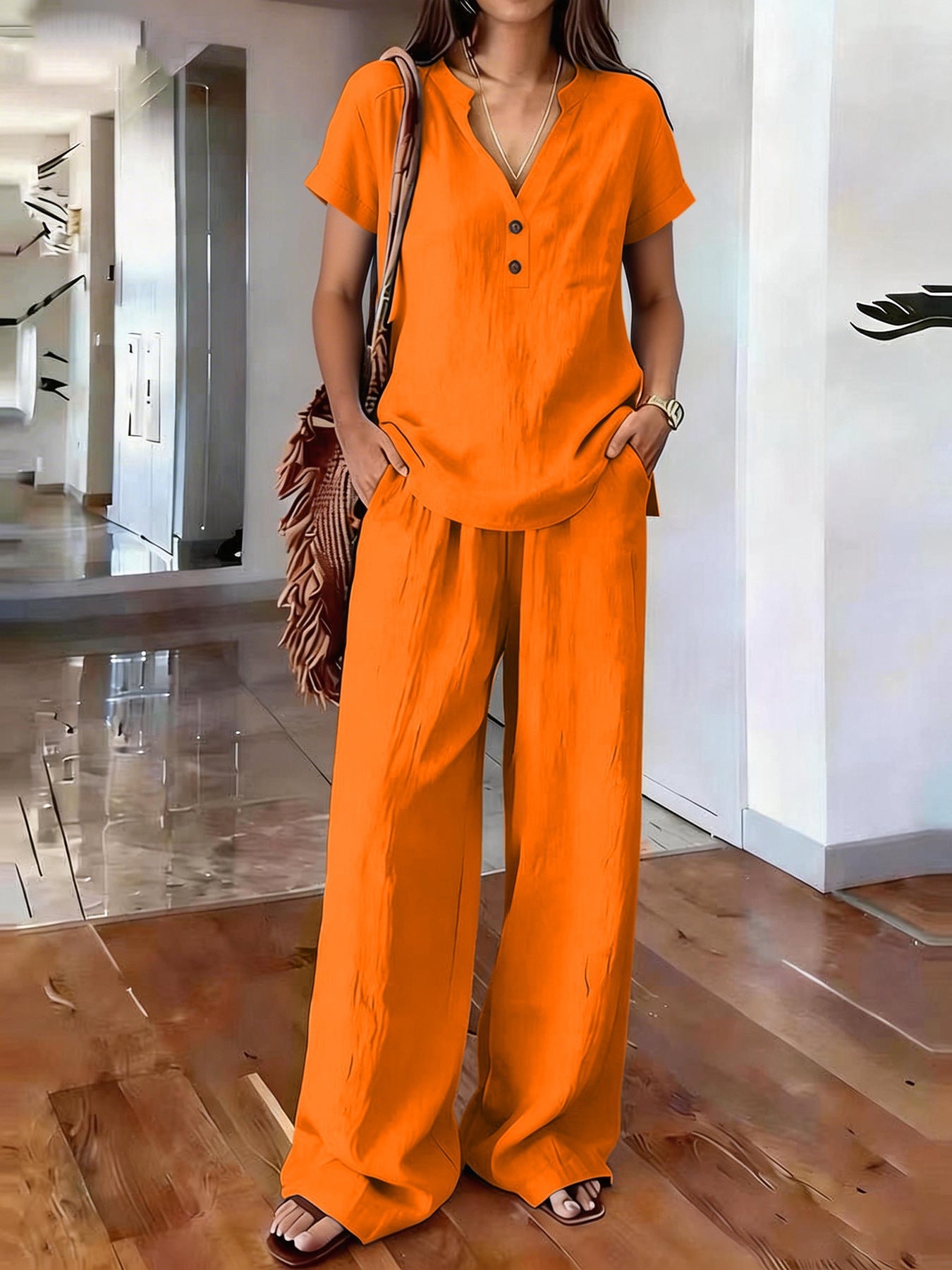 Women’s Casual Solid Color Two Piece Set