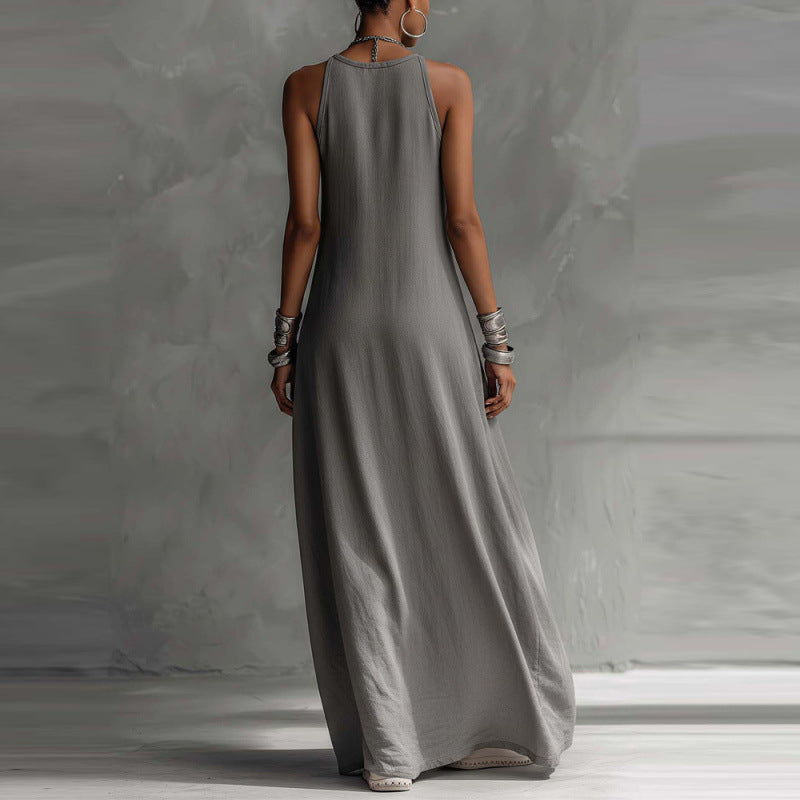 Off-Shoulder Color-Block Flared Maxi Dress with Pockets | 5 Colors