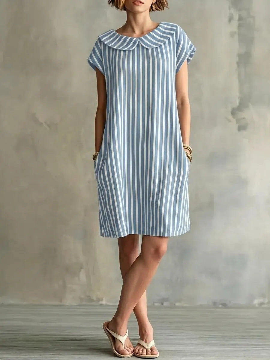 Women's Striped Bodycon Midi Dress – High-Waist Sleeveless