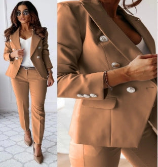 Lapel Button-Down Jacket & Slim-Fit Trousers Suit – 15 Colors XS–XXL