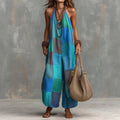 Women's Plaid Print Jumpsuit – Sleeveless, Wide-Leg, Suspender Style