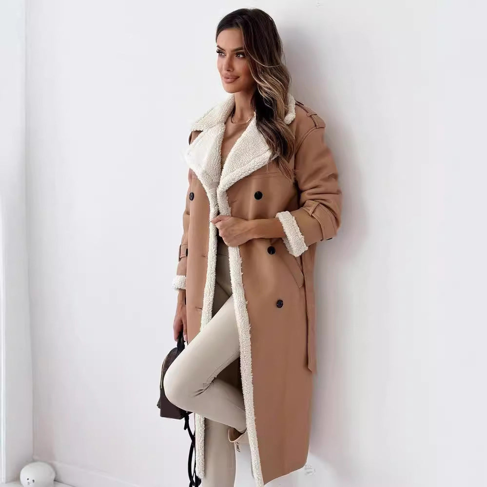 Women’s Belted Double-Breasted Winter Trench Coat