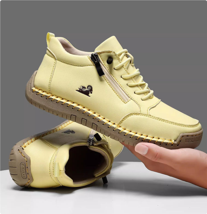 Women's Handmade Stitched Flat Shoes – Soft Sole Lace-Up Casual Flats