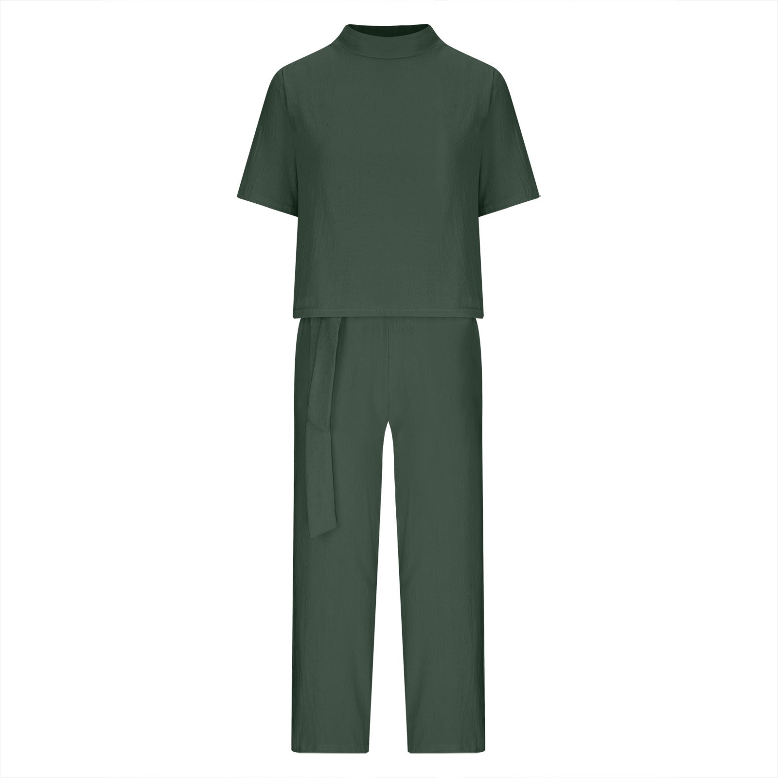 Round-Neck 3/4 Sleeve Top & Pants Two-Piece Set – 6 Colors, S–XXL