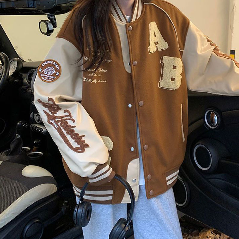 Y2K Oversized Lamb-Wool Bomber Jacket Women