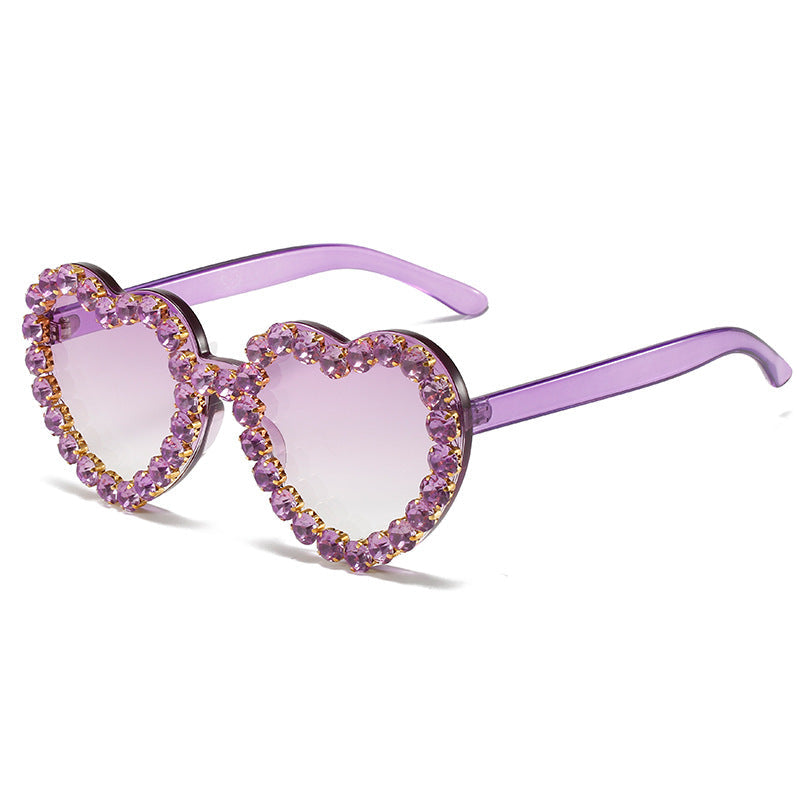 Peach Heart Rhinestone Sunglasses – Y2K INS Style