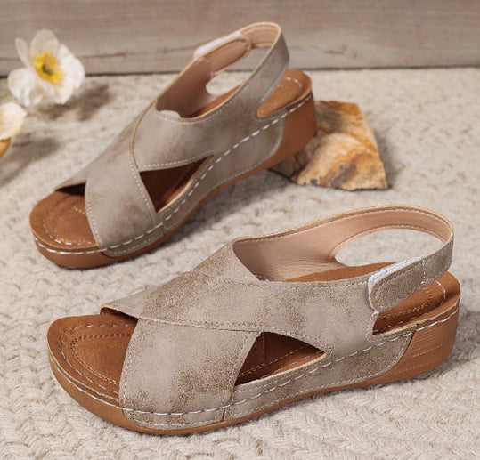Women's Platform Roman Sandals | Open Toe Velcro Beach Sandals