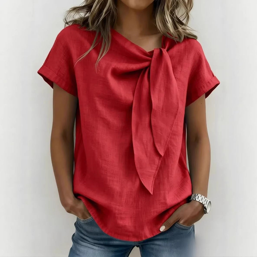 Women's Loose-Fit Short Sleeve Casual Pullover T-Shirt