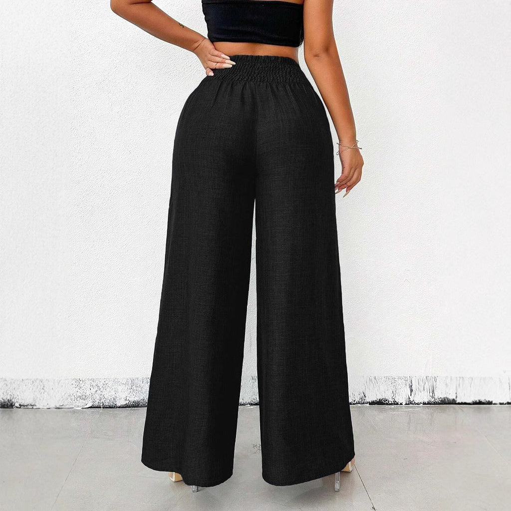 Women's High-Waist Drapey Wide-Leg Pants | Elastic Drawstring 5 Colors