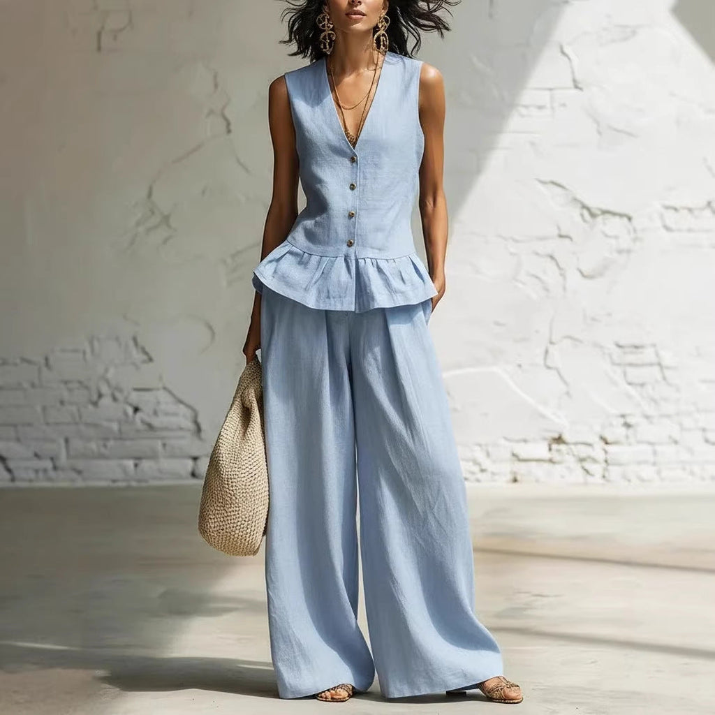 Women's Bohemian Ruffled Sleeveless Tank & Pants Set