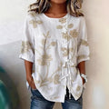 Women's Floral 3D Print Pullover Top – Loose Fit Elegant Casual S to 3XL