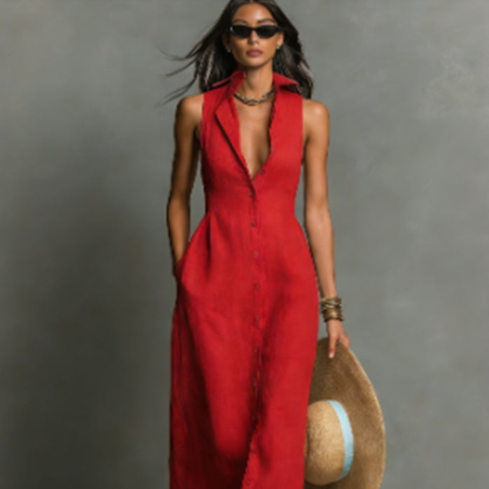 Women's Casual Polyester Midi Dress
