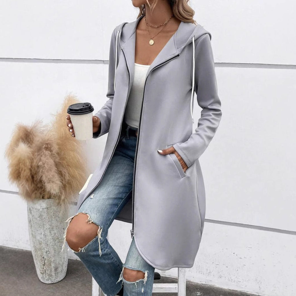 Street Zip Hooded Velvet-Lined Sweatshirt Women | Cozy Streetwear
