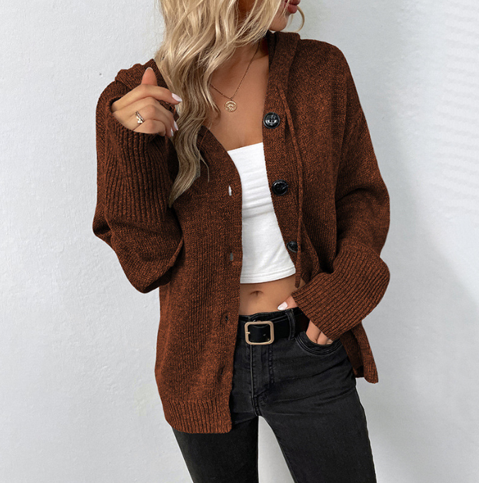Women’s Button-Down Hoodie Cardigan Sweater Coat