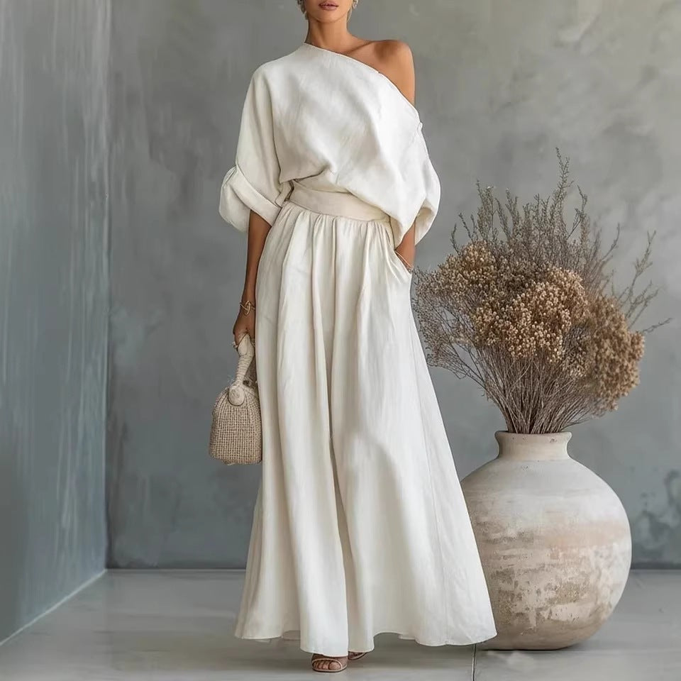 Cropped Off-Shoulder Top & Pants Two-Piece Set – 8 Colors, S–5XL