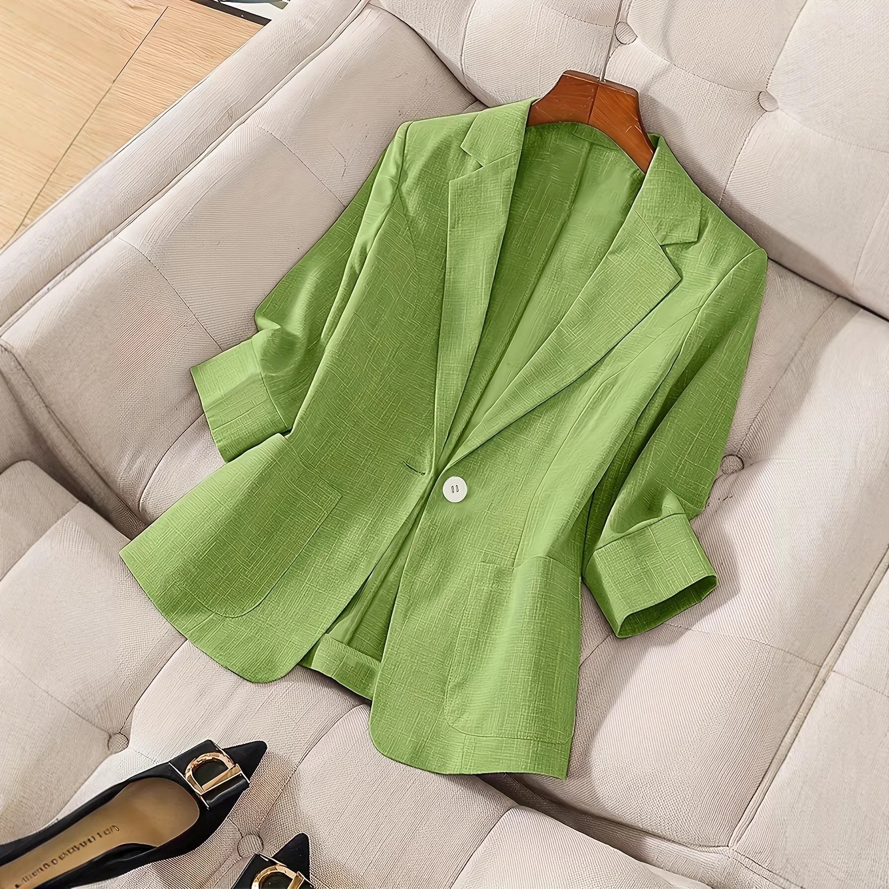 Women's Three-Quarter Sleeve Single-Button Casual Blazer