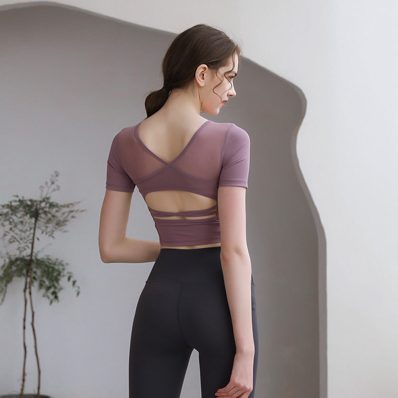Tight Fit Yoga Top With Chest Pad Beauty Back Breathable