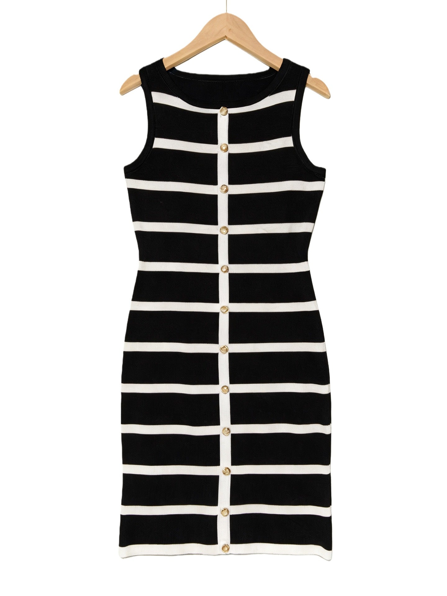 Contrast Stripe Knit Sleeveless Midi Dress – 5 Colors, S–L