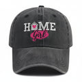Vintage Washed Baseball Cap – "HOME Girl" Embroidered Distressed Trucker Hat