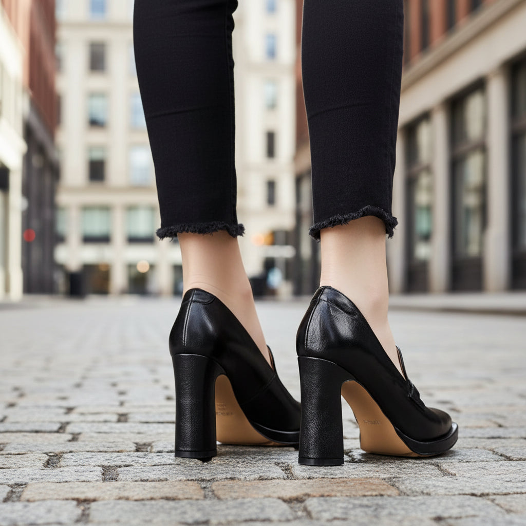 Women's Retro Chunky Heel Pointed Toe Pumps – Slip-On Office Heels
