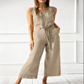 Women's Solid-Color Mid-Rise Full-Length Cotton Trousers