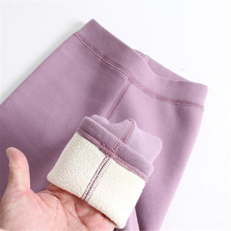 Girls Wool-Lined Thickened Winter Leggings