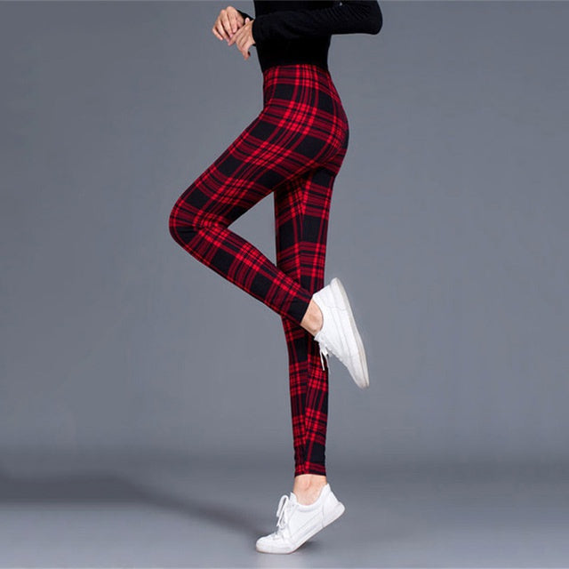 Women’s Plaid Yoga Leggings – Mid Waist Push-Up Pants