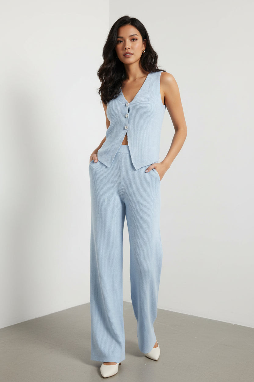 Beach Bohemian Wide-Leg Pants Set | Sleeveless Two-Piece