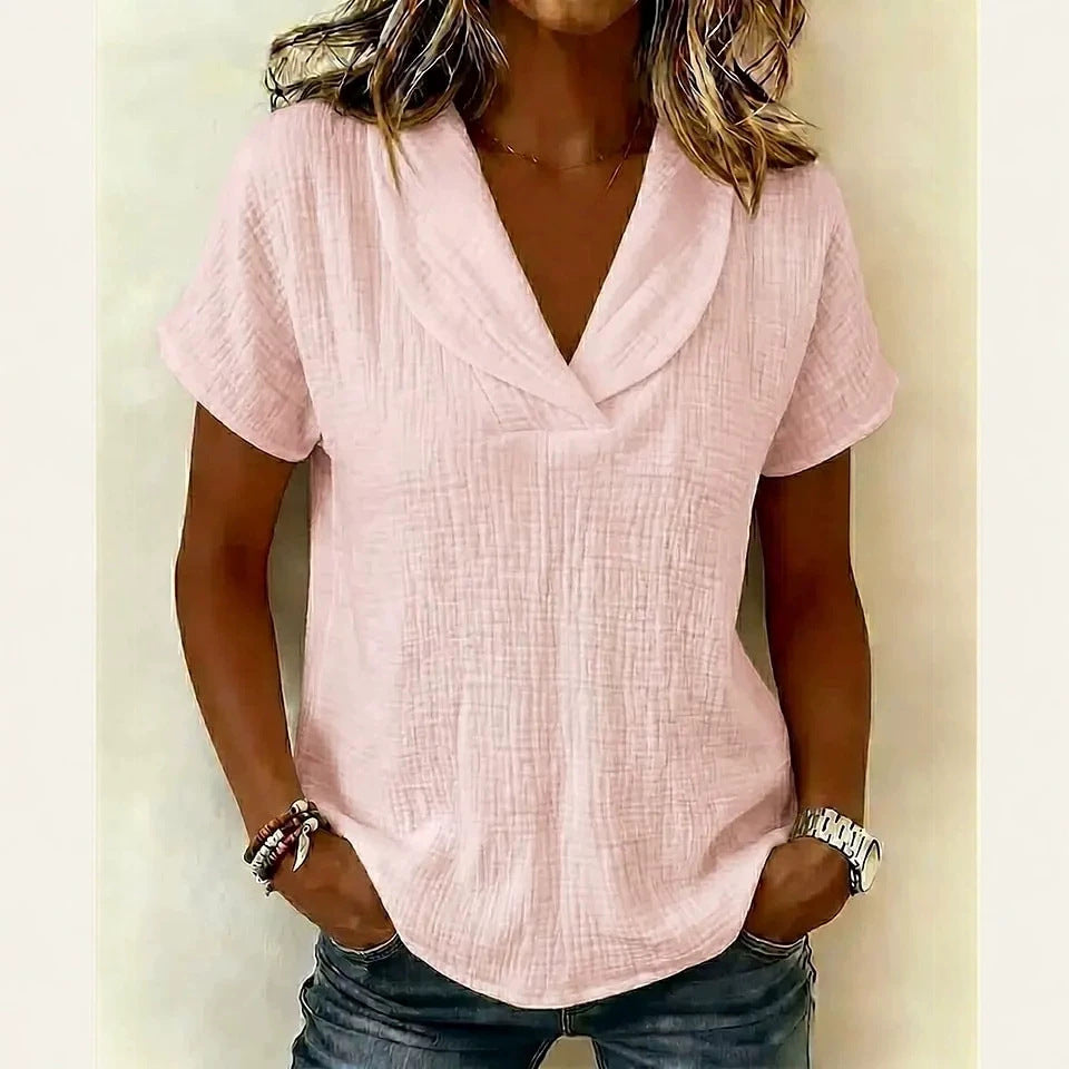 Women's Knitted Short-Sleeve Butterfly Collar Top