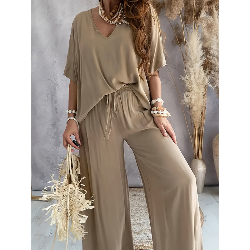 Women’s Lounge Set with Wide Leg Pant