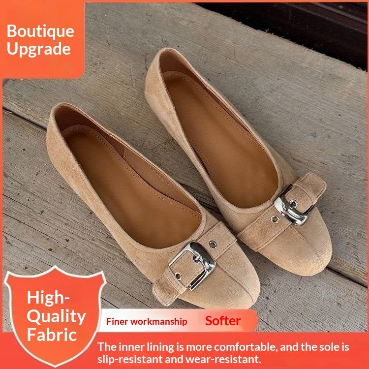 Women's Round Toe Low-Cut Office Heels – Casual Mid-Heel Shoes