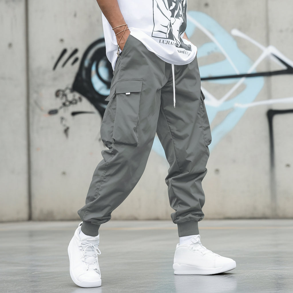 Men’s Multi‑Pocket Drawstring Cargo Pants