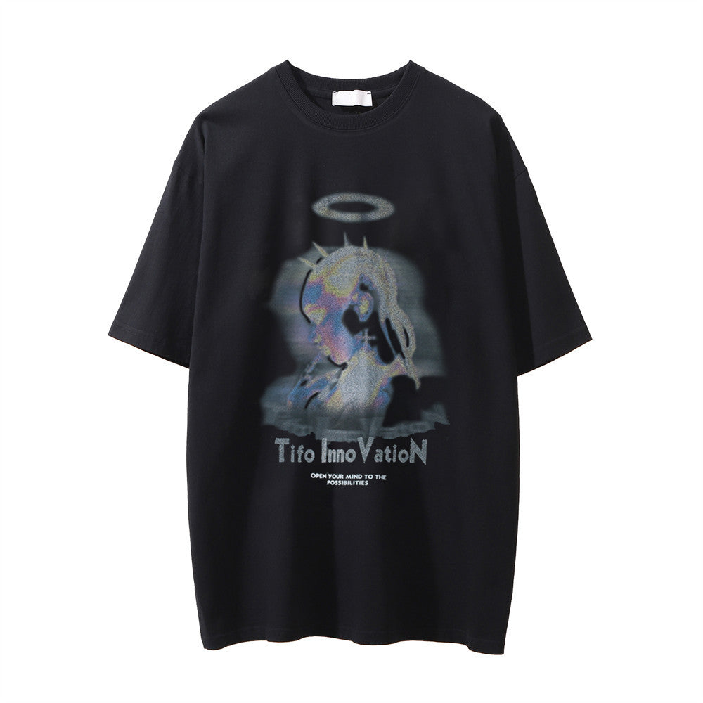 Printed Washed Distressed T-Shirt