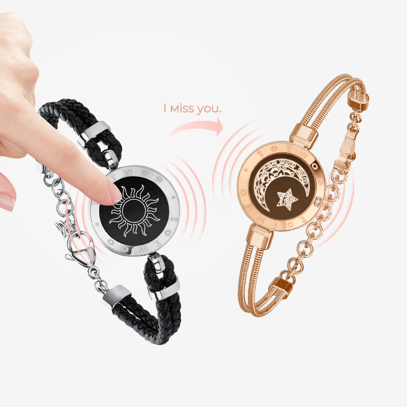 Sun & Moon Touch Bracelets (Braided Sun+Snake Chain Moon)