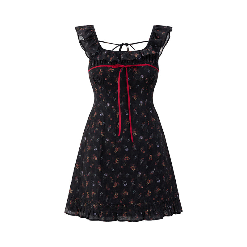 Women’s Sleeveless Floral Suspender Skirt