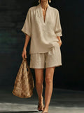 Women's Loose Batwing Sleeve Two-Piece Set – Casual Summer Beach Outfit
