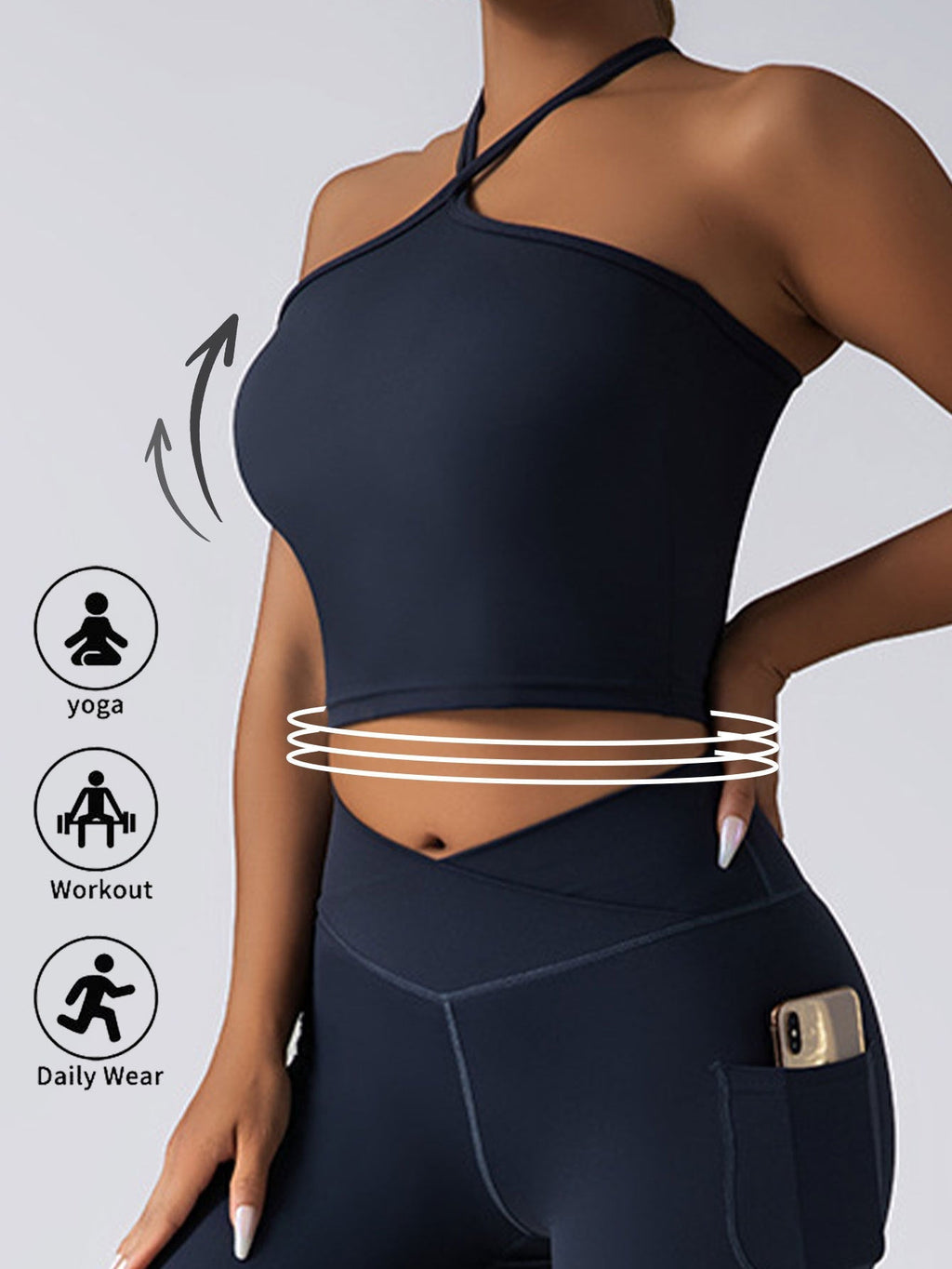 Padded Crop Top Push Up Sports Bra – Seamless Supportive Gym Tank for Women