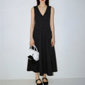 Women's V-Neck Sleeveless Button-Up Pencil Dress