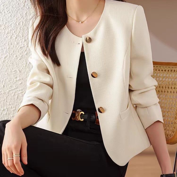 Women’s Cropped Crew Neck Jacket – Casual Lightweight Outerwear