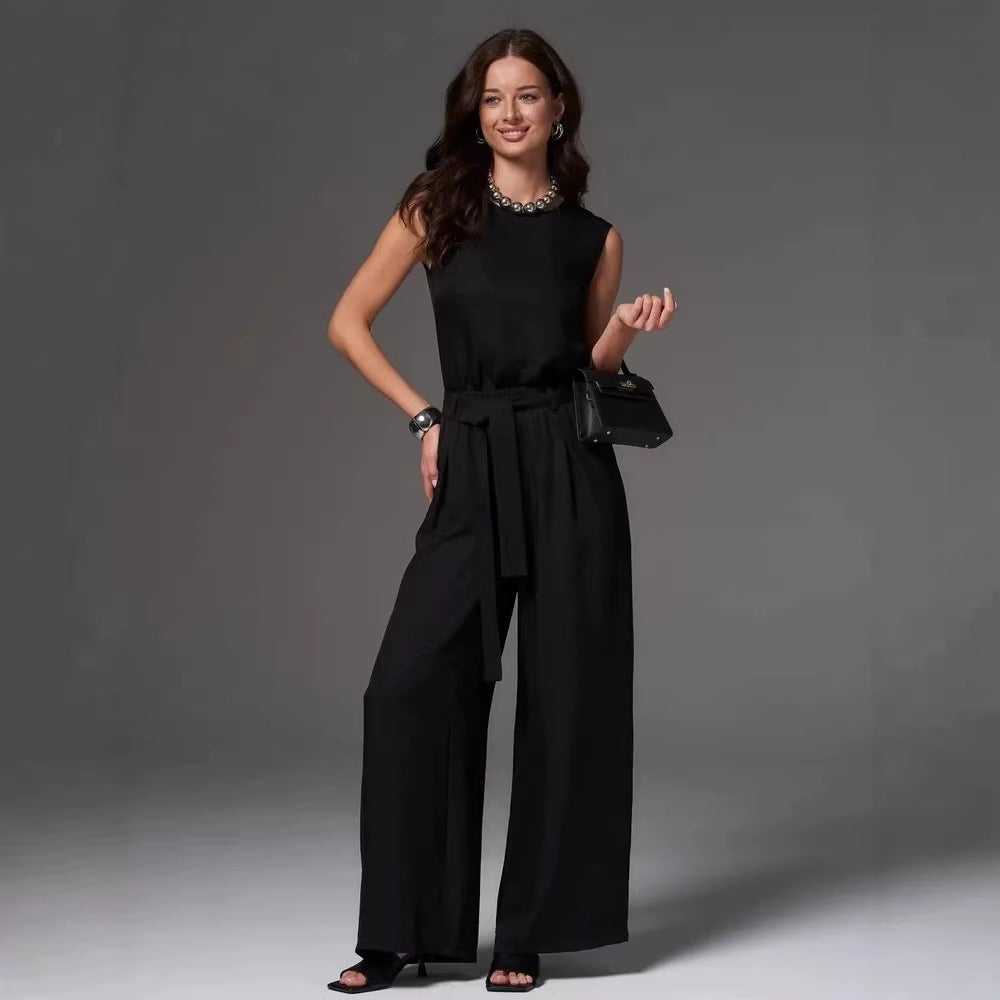 Sleeveless Cotton-Linen Wide-Leg Pants Set – 4 Colors, S–2XL