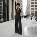 Women's Sleeveless Blazer & Straight-Leg Pants Two-Piece Set