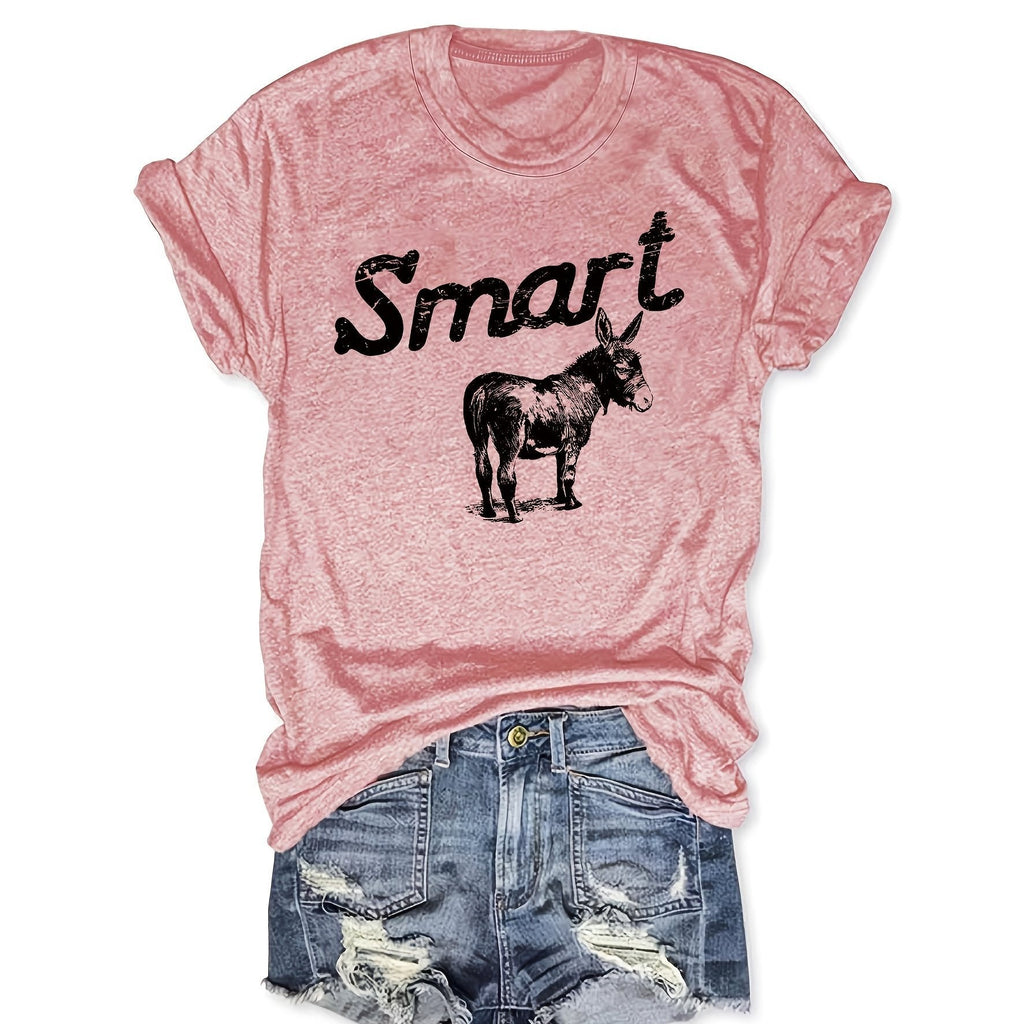 Women's Round Neck Short Sleeve T-Shirt - Casual Summer Top